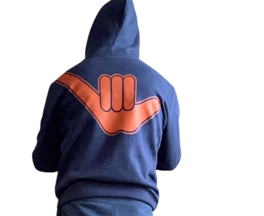 Organic Shaka Hoodie Navy Blue & Tangarine